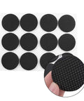 Close-up of Self Adhesive Furniture Floor Protectors 12 Pack Round Rubber Pads For Wood Floors And Table Chairs Desk Surfaces Anti Scratch Cushions With Strong Adhesive Black