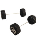 DIY Toy RC Car Boat Helicopter Wheel And Axle Kit, 50 Plastic Wheels With 2mm Shafts And 25 STEM Round Rod Axles, Black And Silver
