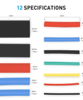 Heat Shrink Tubing Kit 2 To 1 Shrink Ratio 45mm Cable Sleeve Flame Retardant Polyolefin 560 Pieces In 5 Colors And 12 Sizes