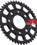 45T Steel Rear Sprocket for Motorsports Bikes and ATVs, High Carbon C49 Steel, shown from an angle highlighting teeth detail.
