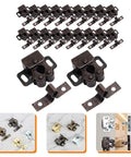 20Pcs Double Roller Door Catch Latch set in cold rolled steel for cabinet doors and wardrobes, shown with installation examples.