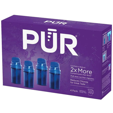 Four Pack Replacement Water Filter For Pitcher And Dispenser Two In One Power Pack Filtration NSF Certified Cuts Chlorine