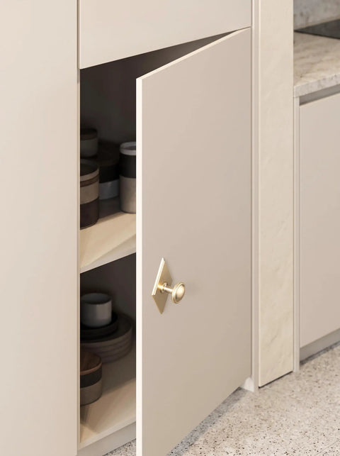 Slick Champagne Bronze Cabinet Knobs Pairing Fresh Rhombus Backplates With Fluted Dome Heads Brings Top Shelf Style To Your Kitchen Remodel Or Bathroom Refresh Alongside Three And A Half Inch Size Including A Set Of Six Go To Picks on cabinet door
