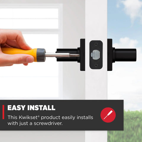 Installation of Keyed Entry Door Handle With Lock And Key, Reversible Exterior Lever, Matte Black Finish, by screwdriver