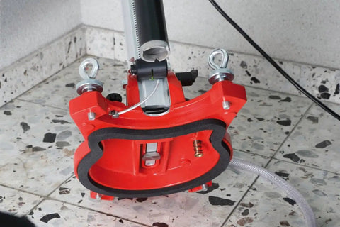 Base attachment of Heavy Duty Diamond Drill Motor With Three Speed Gearbox Tough As Nails for wet and dry core drilling.