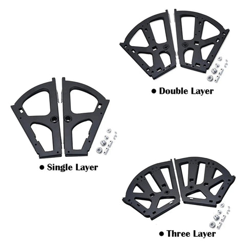 Heavy Duty Stainless Steel Furniture Hinges For Drawers And Cabinets Foldable Self Installing Shoe Rack Hardware showing single, double, and three-layer designs.