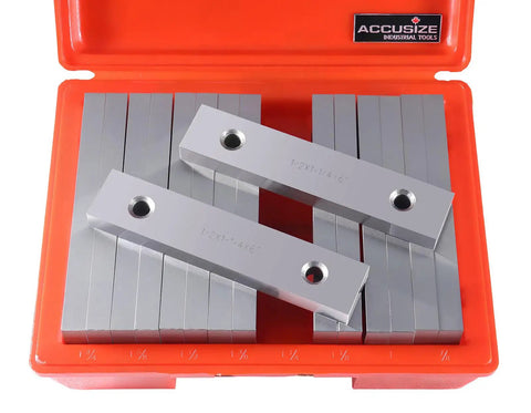Precision Machinist Parallel Sets Eight Pairs One Half Inch Thick Six Inch Long Alloy Steel Parallels For Layout And Setup Pro Grade Tooling With Five Sixteenths Inch Holes And Three Eighths Inch Holes EG06 0428 in orange case