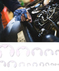 Top Picks 304 Stainless Steel Retaining Rings Set With Durable E-Type Fasteners, sizes 1.2 to 15mm displayed in an auto repair setting.