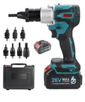 Heavy Duty Cordless Rivet Nut Gun With 5200mAh Dual Batteries For Lickety Fast Pop Rivet Insertion Tools M3 M4 M5 M6 M8 M10 M12 Compatible with accessories