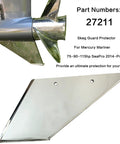 Straight Up Heavy Duty 316 Marine Grade Stainless Steel Skeg Guard Shields Mercury Outboards Against Rocks And Ramps Skipper Approved Boat Rig Armor Protector installed on a motor