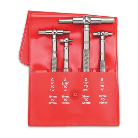 Telescoping Gage Set For True Size Holes Slots And Recesses Self Centering With Two Arms 5/16 To 2-1/8 Inch Range And 2-3/8 To 12 Inch Handle Length Precision Ground Radius For Two Point Contact Pro Grade Machining