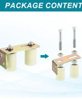 Package contents showing Heavy Duty 4 Pack Sliding Gate Guide Roller Kit With L Brackets Universal Adjustable Gate Roller Hardware With 2.8 Inch Wheel