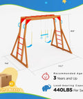 Backyard Playground Swing Set With Monkey Bar And Belt Swings For Kids, Outdoor Playset dimensions and features.
