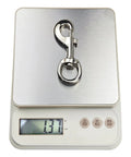 3.2 Inch Swivel Snap Hooks 2 Pack Stainless Steel Trigger Clips displayed on digital scale