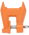 Portable Compact 5.1 Inch Chain Filing Vise With Dual Lock System for Chainsaw Sharpening, orange iron alloy construction.
