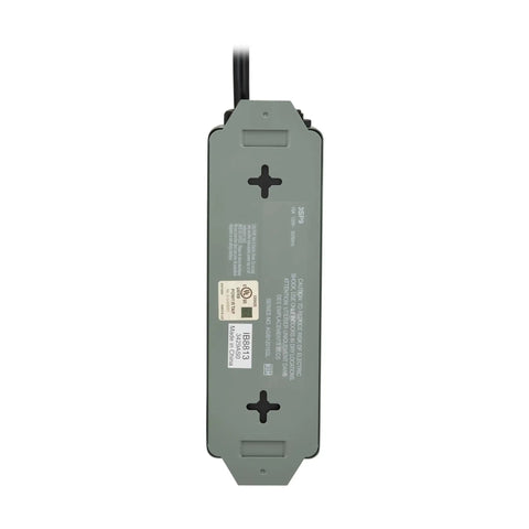 Back view of 3-Outlet Heavy Duty Power Strip With Metal Housing, Mountable Wall Or Under Desk, 9 Ft Cord, On Off Switch Cover