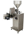 Badass Auto Liquid Filling Machine With Single Head Servo Pump And Steel Conveyor Belt For Viscous Sauces Honey Jam Bottling Shop Grade No Fuss 110V Rig in stainless steel.
