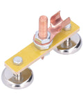 Heavy Duty Magnetic Welding Support With Copper Clip Ground Clamp 300A showing dual magnet heads and screw fixing.