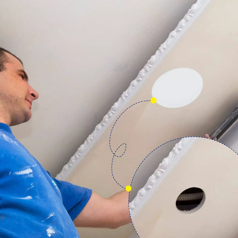 Slick Ceiling Cover Plates With 48 Hella Strong Double Sided Tapes For Instant Wall Hole Patches Quick DIY Room Refresh No Sweat Home Repair And Cozy Makeover in use on drywall.