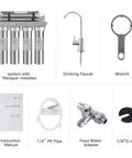 Under Sink Water Filter System 0.01 Micron Ultra Filtration Tankless 5-Stage High Capacity kit with faucet and tools included.