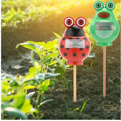Two-Pack Indoor Outdoor Soil Moisture Meter with Frog and Ladybug, 7-inch Probe, Battery-Free Plant Care Tool in Garden Soil