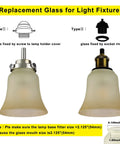 4 Pack Bell Shaped Glass Lampshades For Ceiling Fans And Light Fixtures shown with two types of fittings