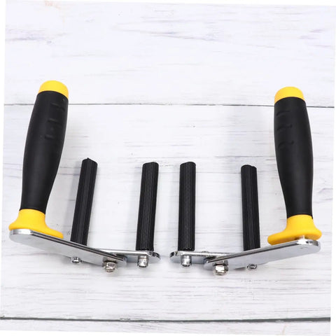 Portable Drywall And Tile Lifter Set With Sweet Adjustable Grip Heavy Duty Glass Carrier Tool, black rubber handles, adjustable for easy lifting.