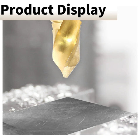 Close-up of gold drill bit from All In One Tap And Drill Bit Set 6 Piece Combo With Countersink Hex Bits M3 M4 M5 M6 M8 M10