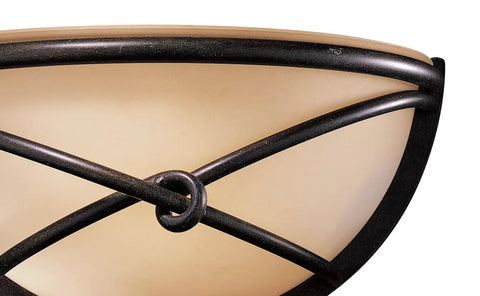 Close-up of Aspen II 1 Light Wall Sconce In Aspen Bronze, Compact Modern Glow Up For Hallways And Living Areas, Rustic Scavo glass detail
