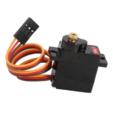 Lightweight 9G Servo Motor Kit With Heavy Duty Copper Gears Built For Nimble RC Cars Robots Helicopters And Planes side view with wires