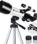Noob-Friendly 70mm Refractor Telescope For Beginners And Kids, 400mm Focal Length Travel Scope With AZ Mount, Observe The Moon And Scenic Landscapes, Lightweight White Body With High-Transmittance Optics, Easy Setup on tripod with phone adapter