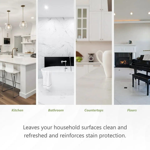 All In One Stone And Quartz Cleaner And Protector Spray For Granite Marble And Quartz Surfaces On Kitchen And Bath Counters And Floors
