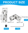 Dimensions of Rotatable Universal Steering Shaft 2mm To 3mm Inner Diameter U Joint Coupling Kit With 2 Joints And M4 Screws