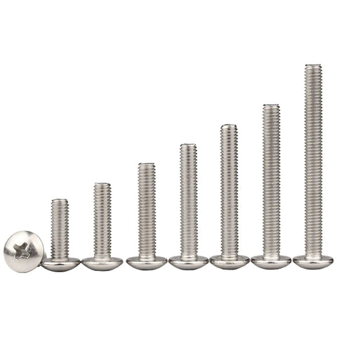 Top Shelf 304 Stainless Steel M4 X 30 Mm Phillips Flat Head Machine Screws 50 Piece Heavy Duty Kit displayed in varying lengths.