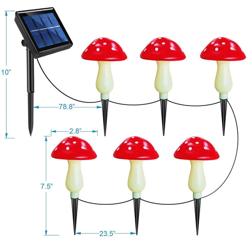 Colorful Solar Mushroom String Lights Waterproof Outdoor Decor With 8 Modes And Memory For Garden Pathway