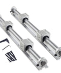 Linear Rail Kit SBR20 300mm Two Piece Fully Supported Rails With Four SBR20UU Blocks Four Retaining Rings And Mounting Hardware For DIY CNC
