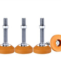 Heavy Duty Adjustable Leveling Feet Four Pack With 104mm Rubber Bases And Threaded Carbon Steel Screws for workbenches and machinery.