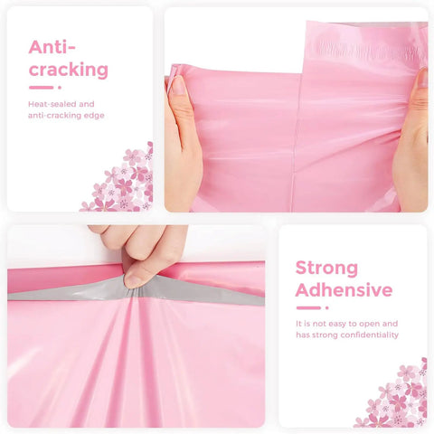 Light Pink 10x13 Poly Mailers 100 Pack Waterproof Shipping Envelopes For Clothing Strong Adhesive Bags With Anti-cracking Edge