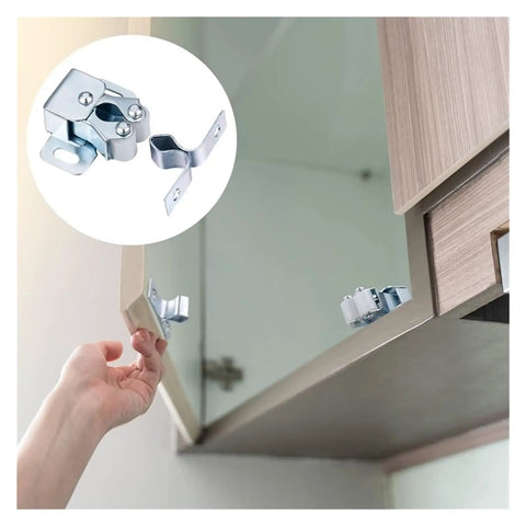 Premium 10 Pack Cabinet Latch Catches With Spring Auto Lock For Wardrobes Cupboards Drawers Durable Metal Hardware Fittings Easy Install Heavy Duty Kitchen Storage Secure Holds Stylish And Strong installed on cupboard cabinet