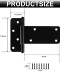 5 Inch Heavy Duty Gate Hinges 260 Lbs Capacity Black 4 Pack For Wooden Fences And Barn Doors With Screws Included Durable Wrought Steel Construction For Long Lasting Outdoor Use In All Weather, showing dimensions and screws.