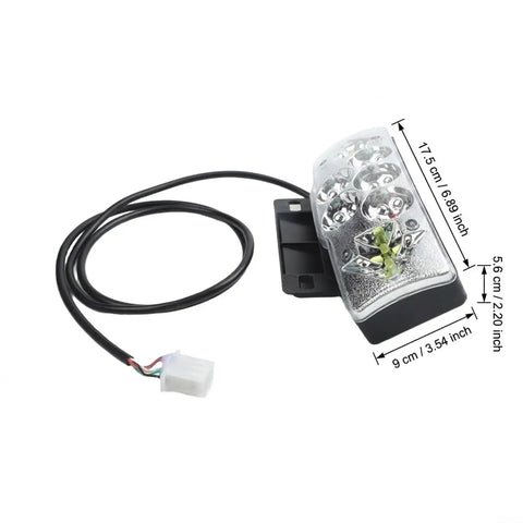 Upgrade Your Ride With This Sweet All-In-One E-Bike LED Taillight That Rocks 36V And 48V Systems While Serving As A Super Bright Brake Light, Turn Signal, And Tail Light For Maximum Night Visibility So You Stay Safe In Heavy Traffic. silver 17.5 cm e-bike LED taillight with cable and connector