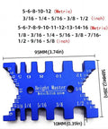 Pro Grade High Precision Aluminum Dovetail Caliper And Tenon Gauge For Woodworking Measuring Height And Gaps, Metric And Imperial, CNC Machined Aluminum Tool For Saw Tables And Machines MG016B blue aluminum height gauge with metric and inch scales