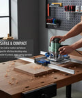 Router Sled Aluminum Alloy Flattening Jig With Precise Rail And Low Friction Slide in use on a wooden workbench