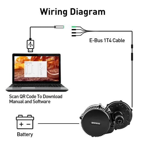 Programming Cable For Bafang BBSHD BBS01 BBS02 Motors And 8Fun Mid Drive Electric Bike 40 Inch Long Cable For Tuning PAS And Drive Settings DIY Ebike Performance Upgrade Accessory