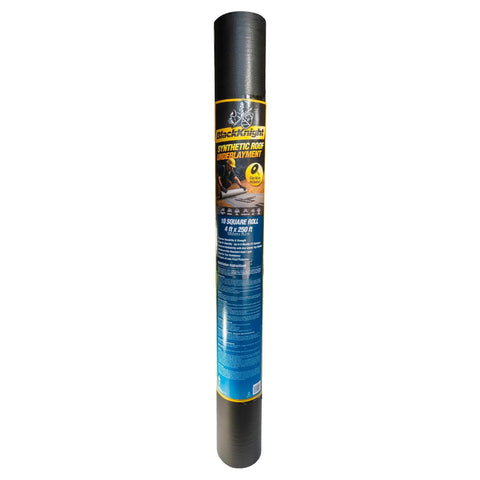 Tough As Nails Synthetic Roofing Underlayment 4X250 Ft Roll covers 1000 Sq Ft, moisture barrier roll in packaging.