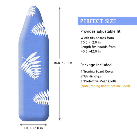 Heavy Duty 12x42 Inch Ironing Board Cover And Pad With 100 Percent Cotton, Snug Fit For Over The Door And Built In Wall Boards