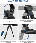 Clamp On Rifle Bipod With Quick Release, Adjustable Width Fits Barrels From 11mm To 19mm, 0.43 To 0.75 Inch, installation steps