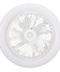 LED Ceiling Fan Light with Remote Control, 30W Silent Enclosed Fan for top view displaying sleek white design and fan blades.