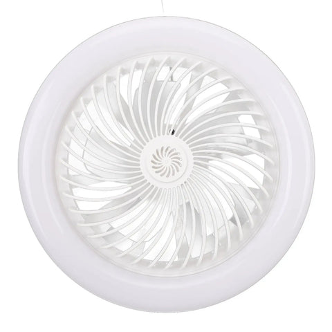 LED Ceiling Fan Light with Remote Control, 30W Silent Enclosed Fan for top view displaying sleek white design and fan blades.