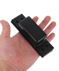 Person holding a Hidden Heavy Duty Concealed Door Hinges 5 Inch Black Square Adjustable Cabinet And Bookcase Hardware for size reference.